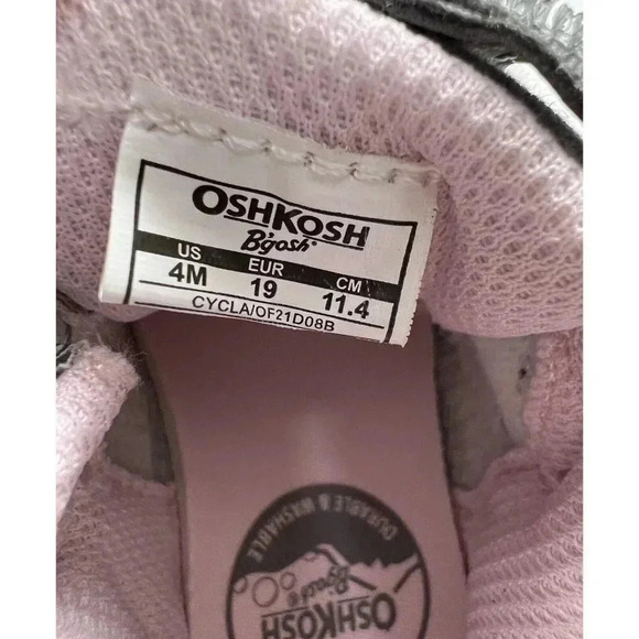 OshKosh B'Gosh Child Cycla Everplay Sneaker 4M Grey/Pink - Picture 4 of 5